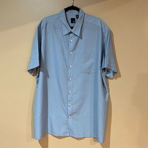 J. Ferrar Men Short Sleeve Light Blue Button Down Dress Shirt, Size 2XLT/2XGL